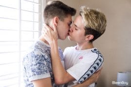 Cute American gay twinks bareback fucking