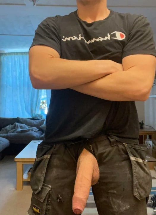 Huge cock out of pants