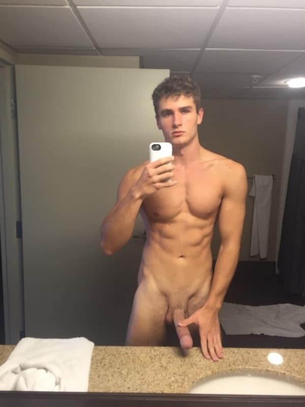 Horny nude hairy man take selfies