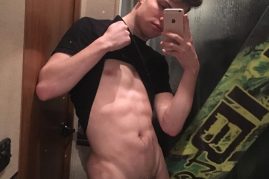 Sexy muscle boy showing his fat cock