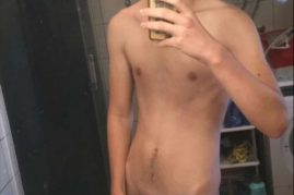 Nude boy selfie