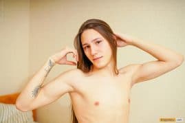 Nude long haired boy