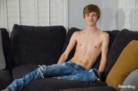 Skinny gay twink stripping