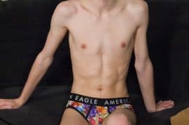 Skinny gay twink stripping